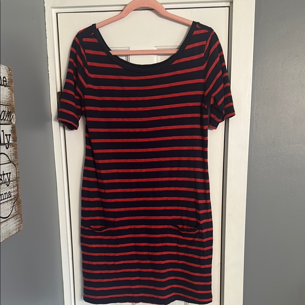 Gap Navy and Red Striped Dress
